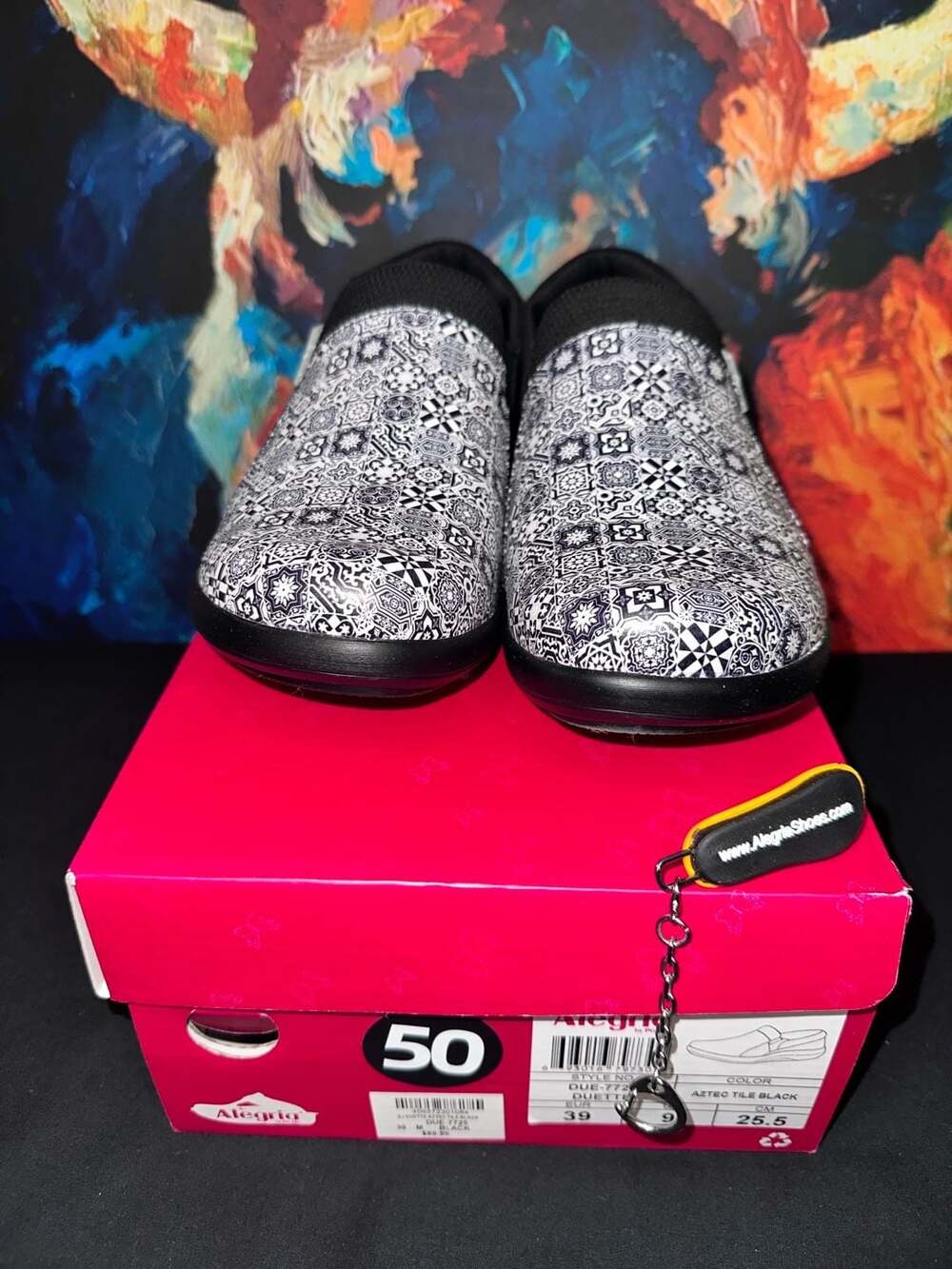 No.50 Alegria Duette Slip-On Professional Work Shoes Aztec Tile Black